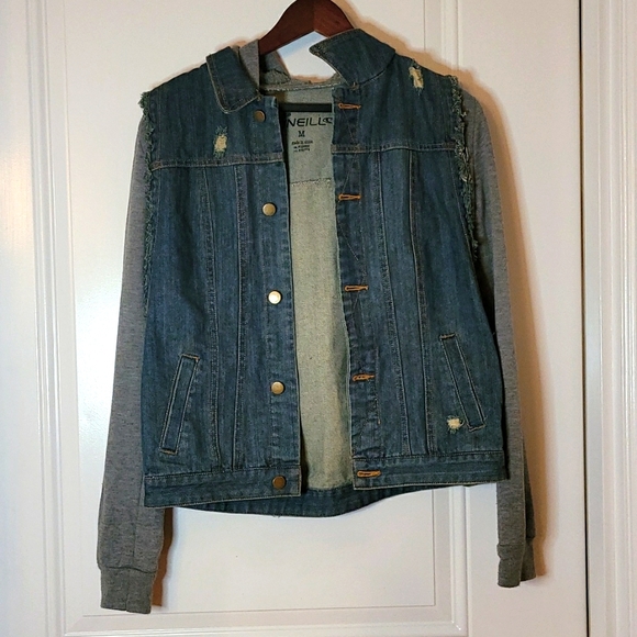 O'Neill Jackets & Blazers - denim jacket with grey sweatshirt sleeves o’neill size medium